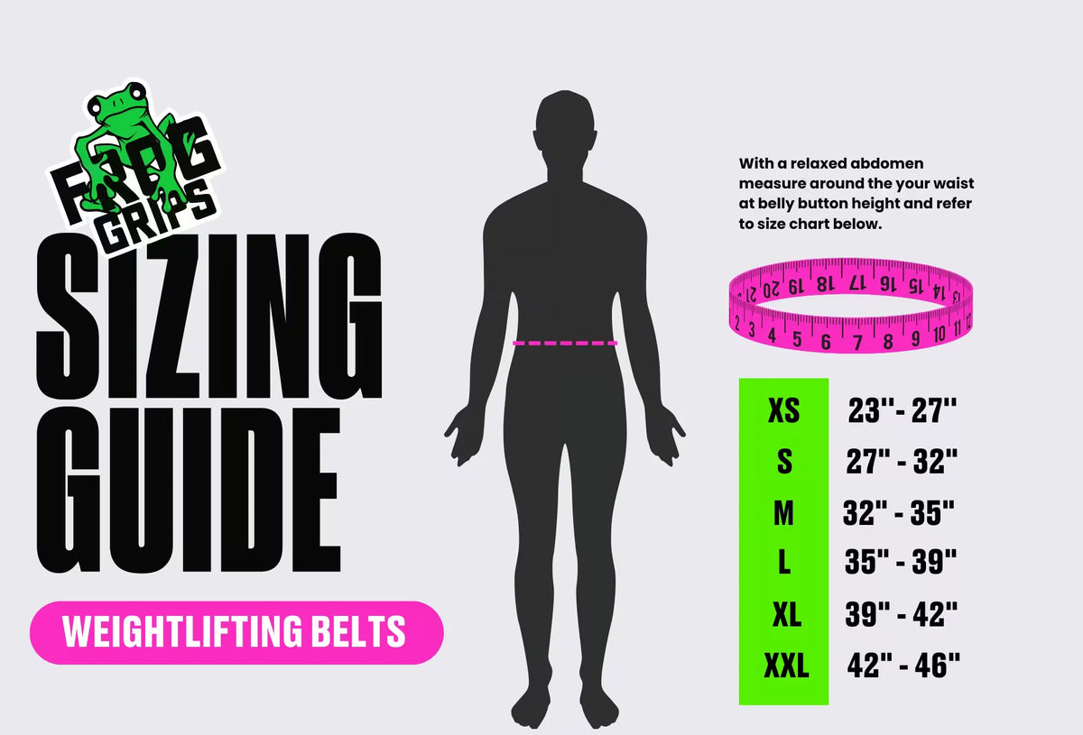 Size guide for Frog Grips Lifting Belt