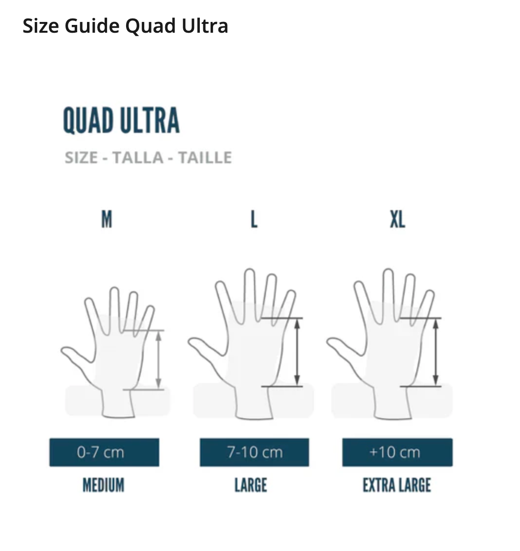 Size guide for Velites | Hand Grips Quad Ultra