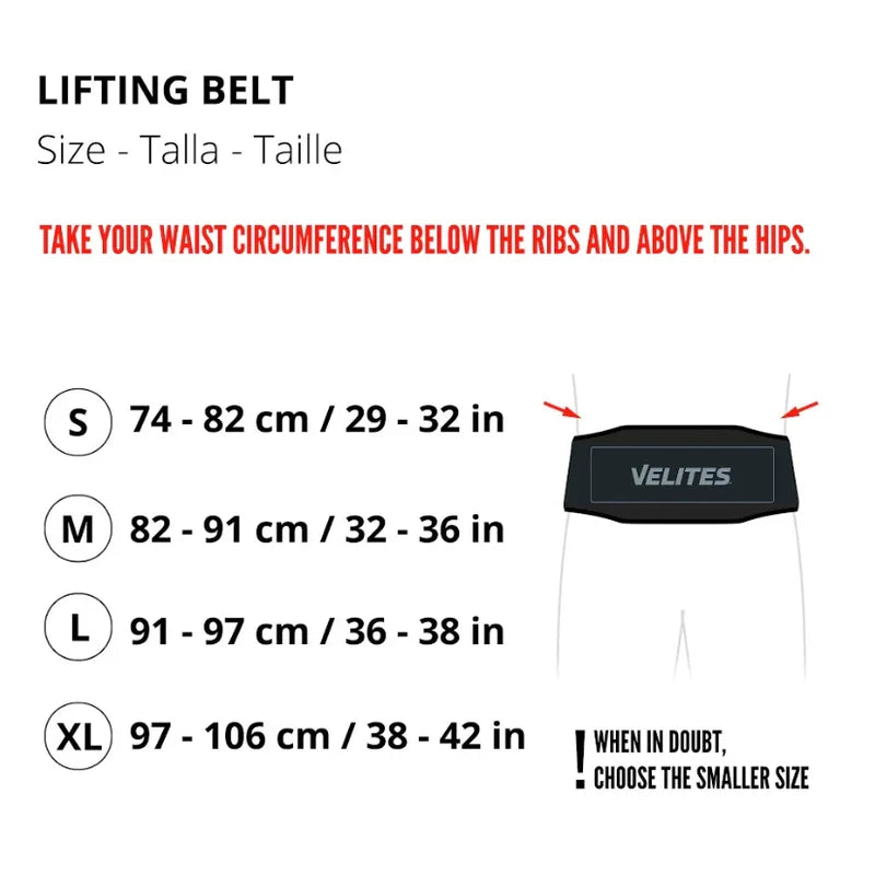 Size guide for Velites | Lifting Belt